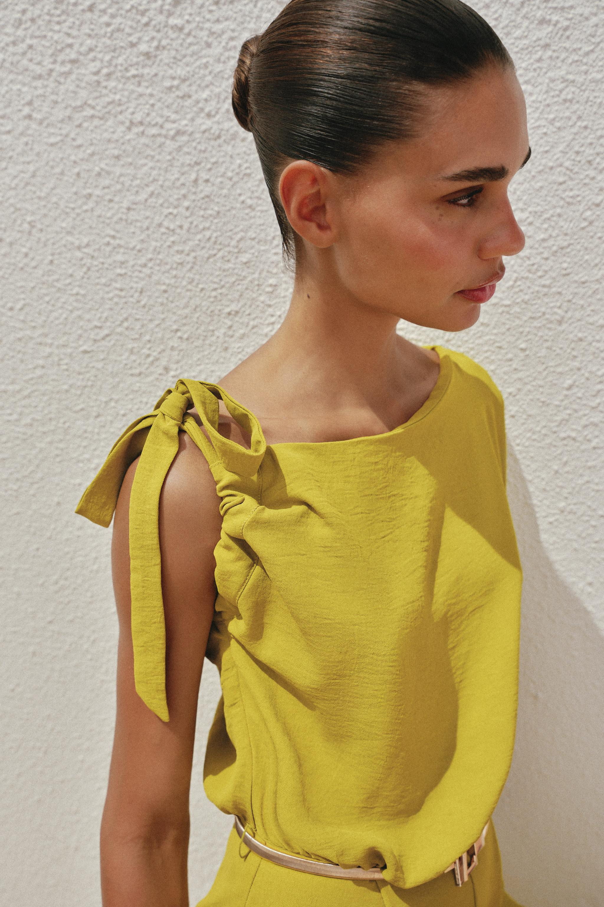 ASYMMETRIC SLEEVE JUMPSUIT WITH BELT | Zara UK