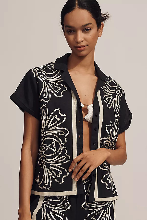 The Brenna Short-Sleeve Buttondown Shirt: Linen Edition | Anthropologie (US)