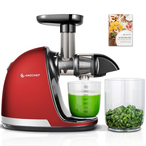 Slow Juicer Machines, AMZCHEF Masticating Juicers with Quiet Motor, Cold press Juicer with Reverse Function, Easy to Clean with Brush for High Nutrient Fruit and Vegetable Juice, Red(Updated) | Amazon (US)