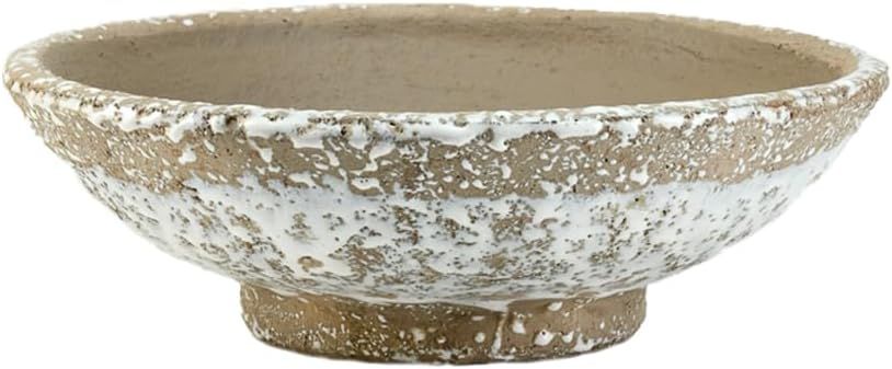 Serene Spaces Living Vintage Brown Cement Bowl, Decorative White Speckled Floral Vase, Home, Offi... | Amazon (US)