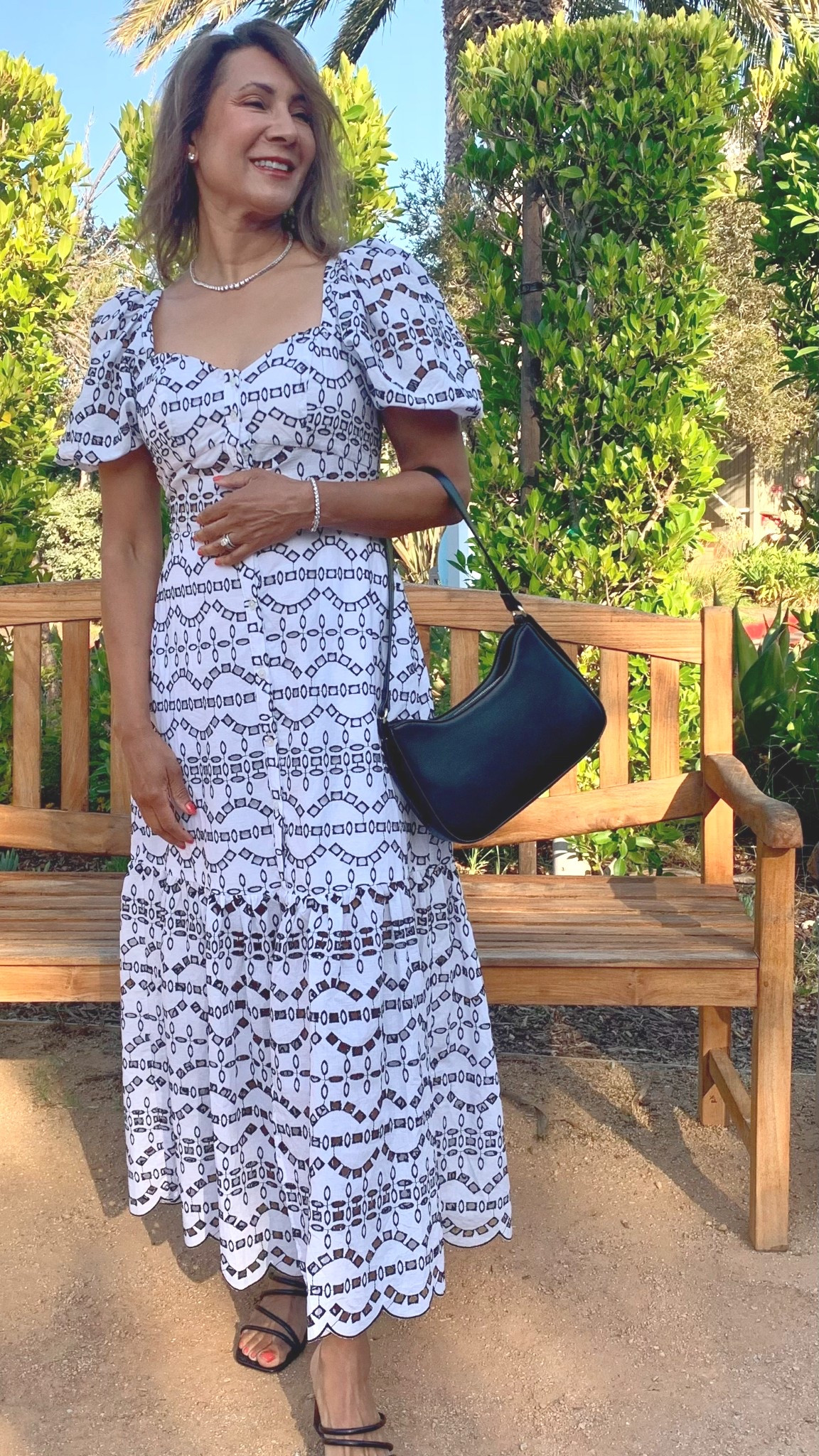 The most darling eyelet dress of the summer is on sale! I’m loving the sweetheart neckline and puff sleeves on this Express find.  It runs TTS and I’m wearing size S for reference.  She’s a beautifully feminine option for wine tasting, a cocktail party, or pre - wedding reception.

#LTKWeddings

#LTKSeasonal #LTKOver40 #LTKSaleAlert