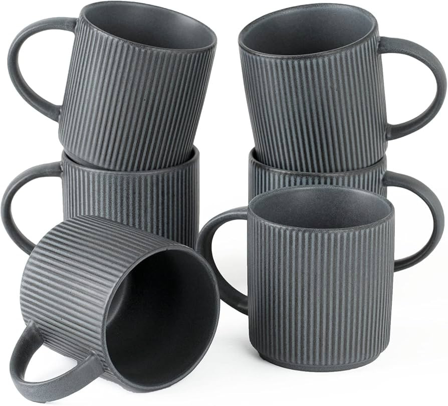 famiware Coffee Mug Set for 6, Star 12 oz Catering Mugs Cup Set with Handle for Coffee, Tea, Coco... | Amazon (US)