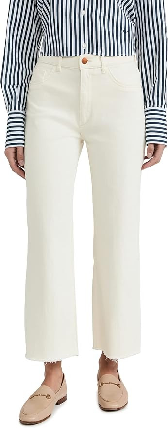 DL1961 Women's Hepburn Wide Leg High Rise Jeans, Eggshell, 24 | Amazon (US)