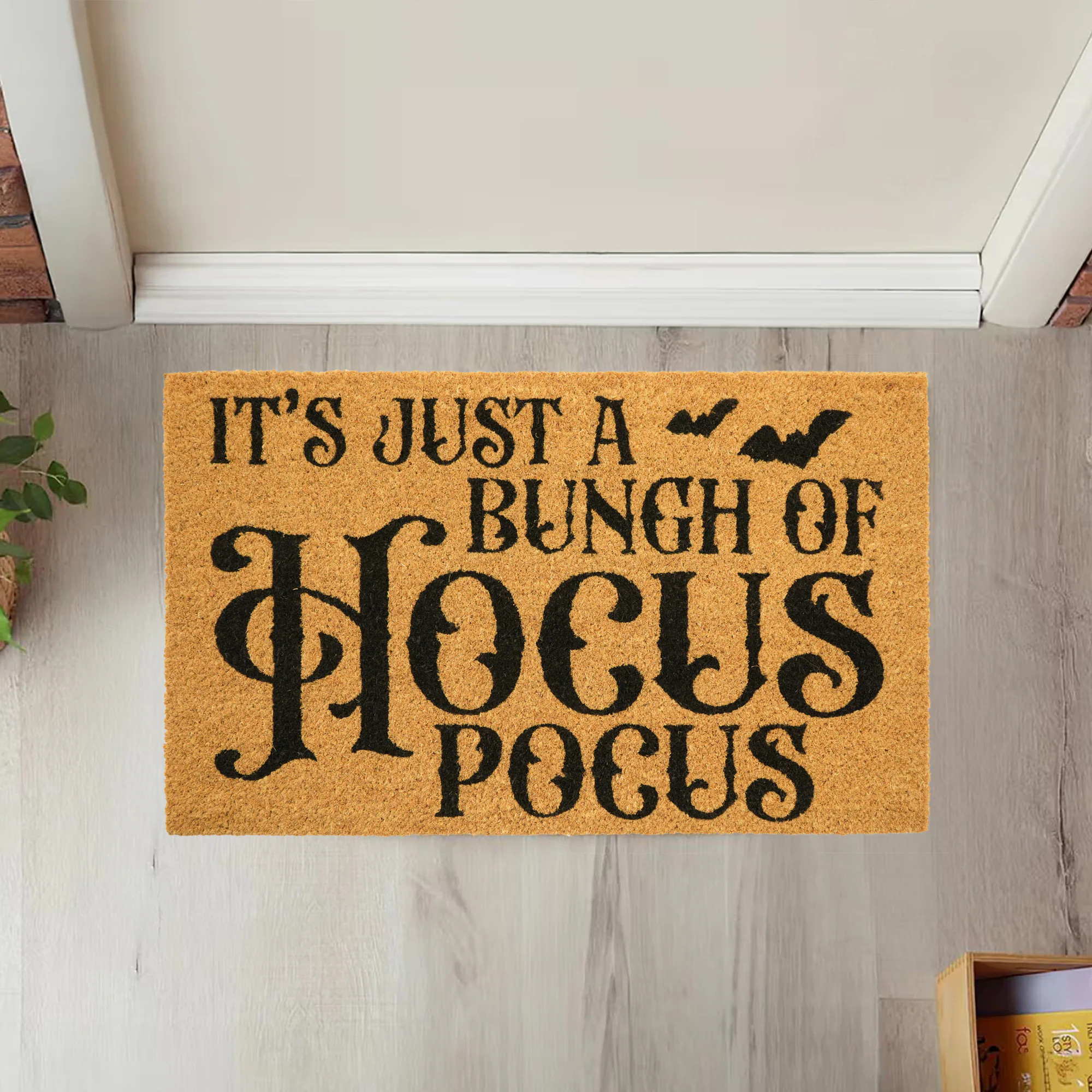 Haunted Living 18-in x 30-in Natural Coir Non-Slip Grip Indoor or outdoor Door Mat | Lowe's