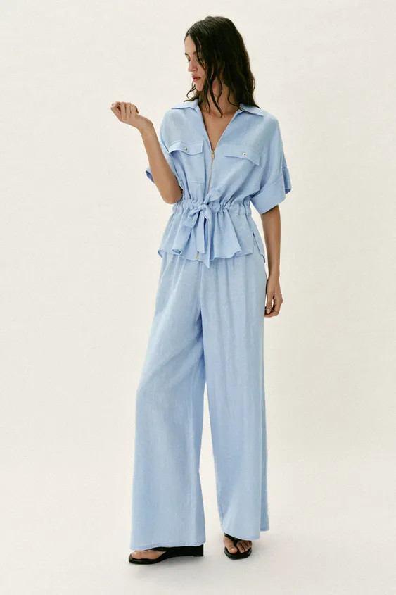 LINEN BLEND SAFARI SHIRT | Zara US