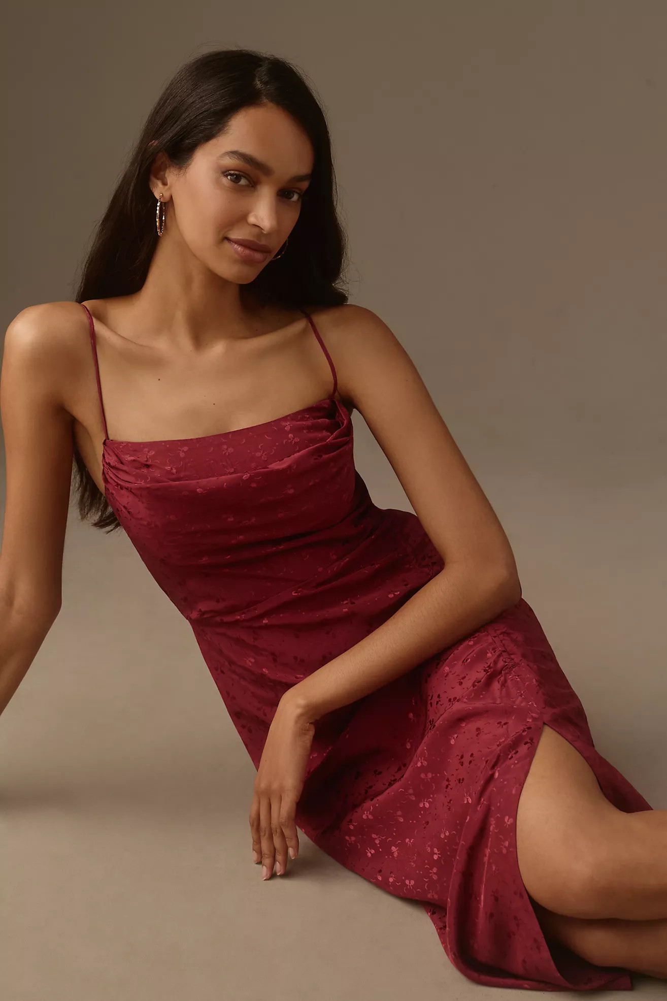 By Anthropologie Asymmetrical Slip Midi Dress | Anthropologie (US)