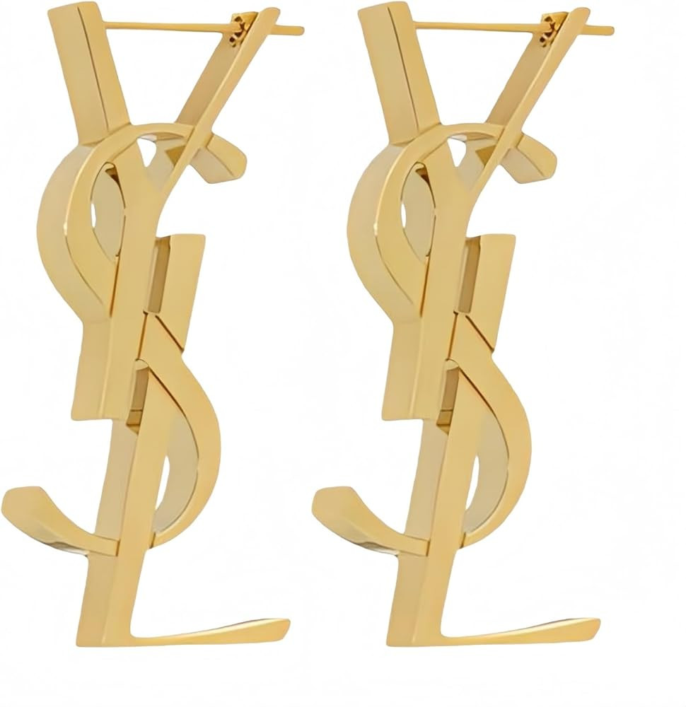 BUENAVO Gold Swing Earrings, Luxurious Letter Design And Rectangular Three-Dimensional Pendant, F... | Amazon (US)