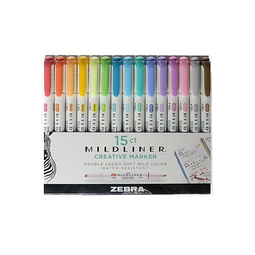 Zebra Pens Mildliner Double-Ended Highlighter Set of 15, Assorted | HSN