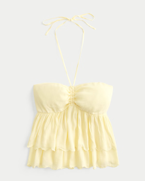 Tiered Halter Babydoll Top | Hollister (US)