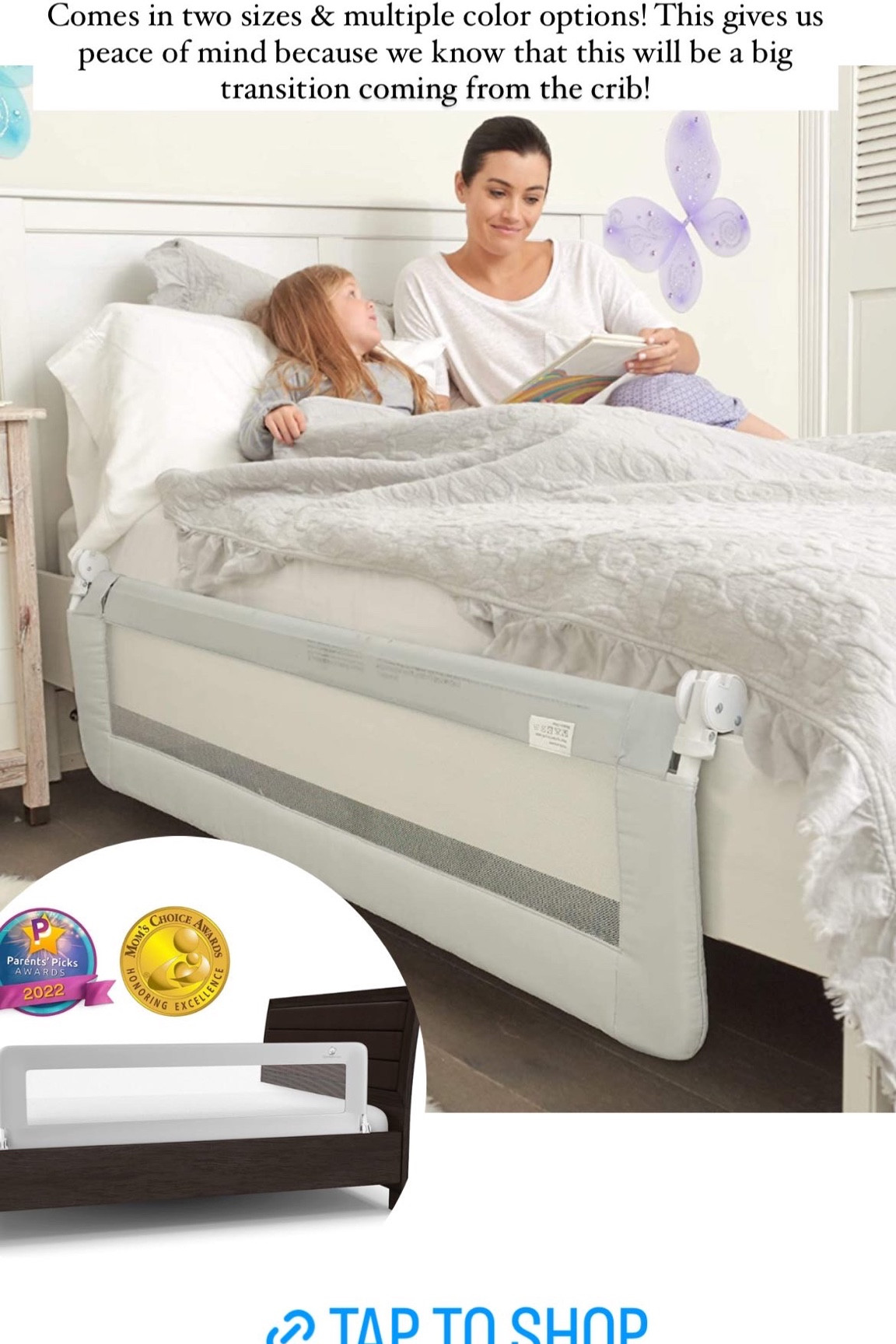 Toddler guard rails we installed on my daughters big girl bed! This will hopefully make the transition easier from the crib to a big bed

#LTKkids #LTKbaby #LTKfamily