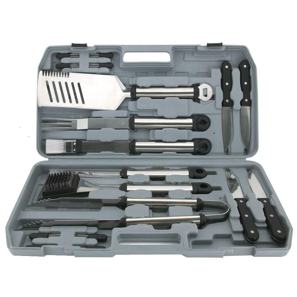 18-Piece Grilling Tool Set with Case | The Home Depot