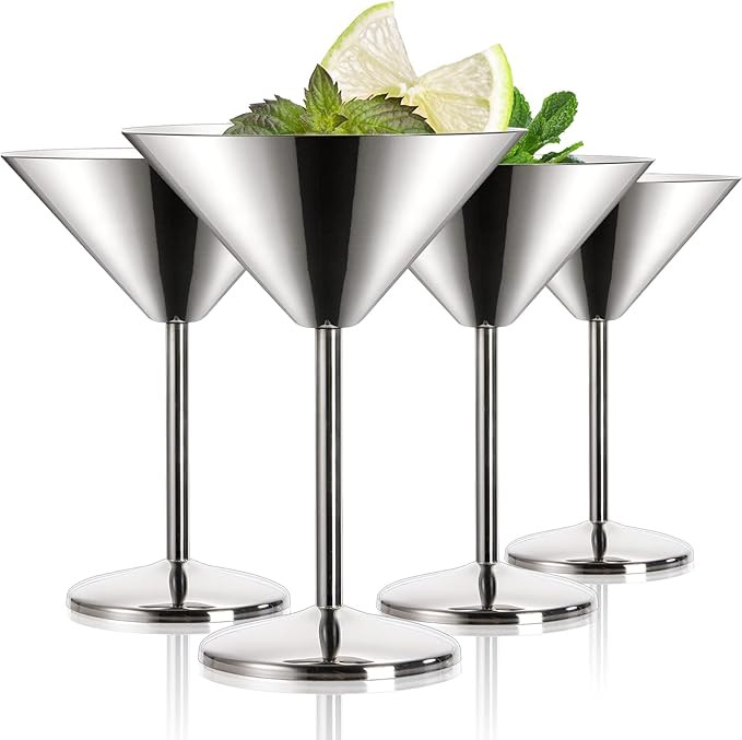 Peohud 4 Pack Stainless Steel Martini Glasses, 8 Oz Unbreakable Cocktail Glasses for Margarita, M... | Amazon (US)