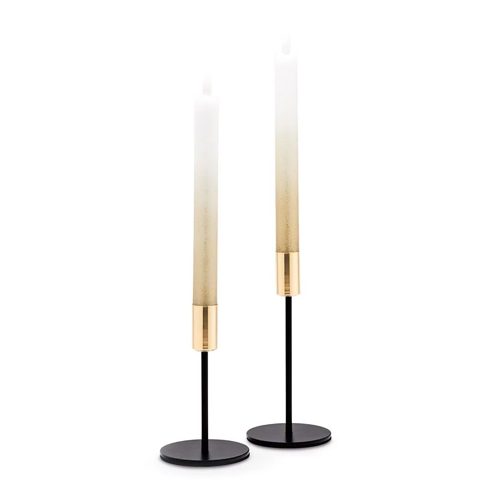 Modern Tiered Taper Candle Holders - Black & Gold - Set Of 2 | Walmart (US)
