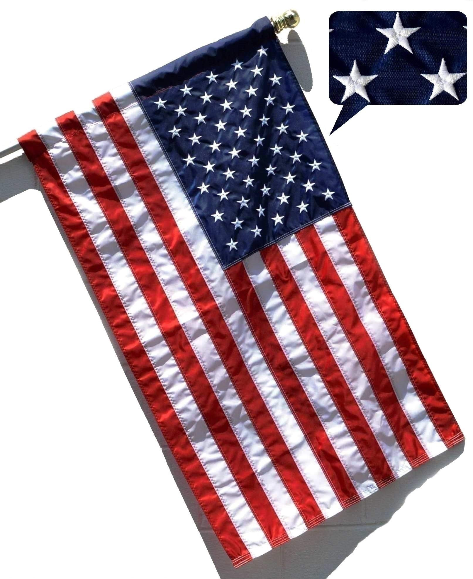 US Flag Factory - 3x5 FT American Flag (Pole Sleeve) (Embroidered Stars, Sewn Stripes) Outdoor So... | Amazon (US)