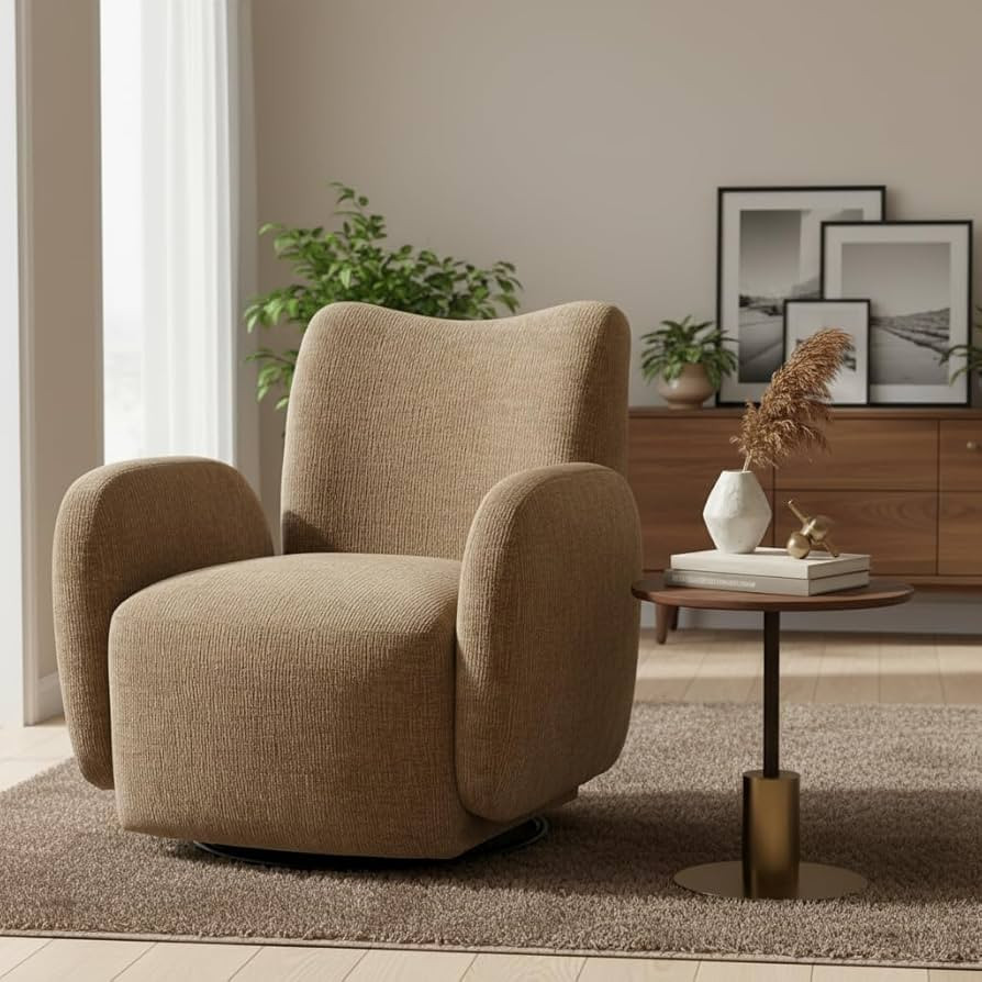 GDFStudio 360° Swivel Accent Chair with Chenille Fabric, Living Room Armchair, 32.48" Upholstere... | Amazon (US)