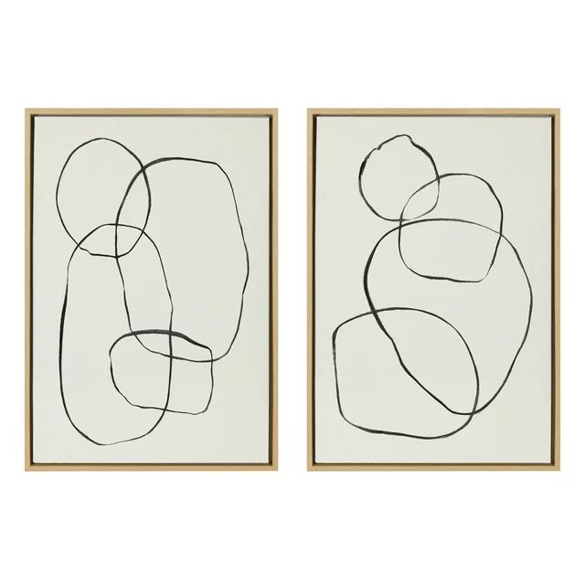 Sylvie Modern Circles and Going in Circles Linen Textured 23 in x 33 in Framed Painting Canvas Ar... | Walmart (US)