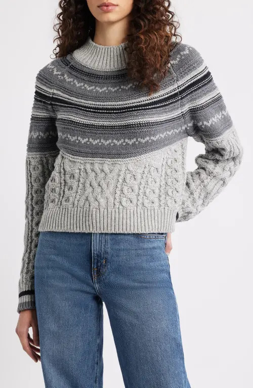 525 Ayana Fair Isle Mixed Stitch Sweater in Grey Mist Combo at Nordstrom, Size X-Small | Nordstrom
