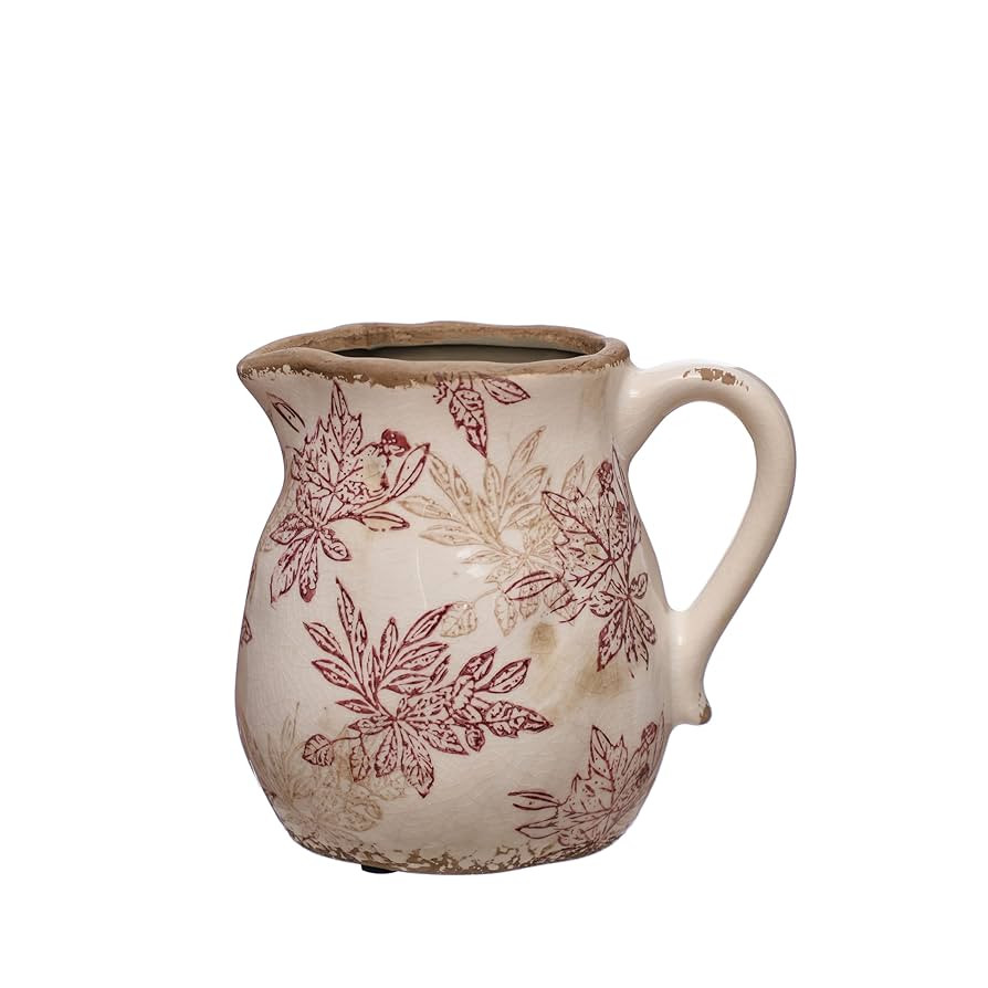 Ashland 6.25" Floral Crackle Ceramic Pitcher Fall Home Decor | Amazon (US)