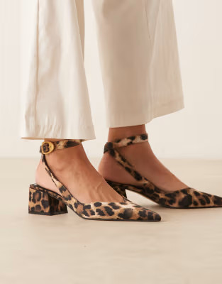 ASOS DESIGN Sienna mid block heel shoes in leopard print | ASOS (Global)