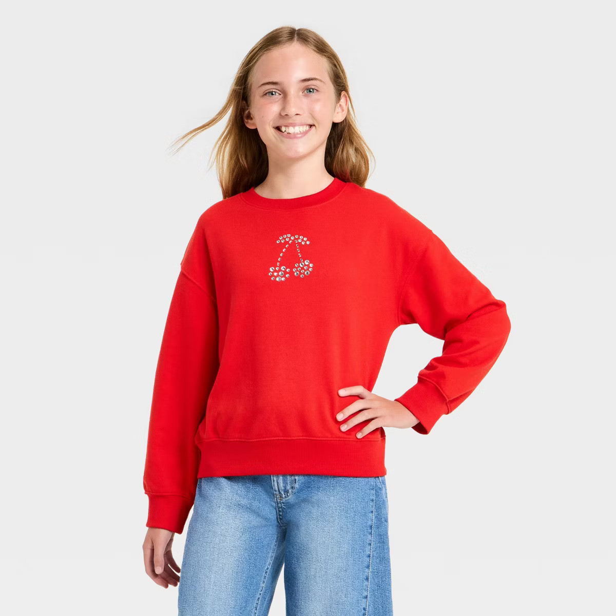 Girls' French Terry Valentine's Day Pullover Sweatshirt - Cat & Jack™ | Target