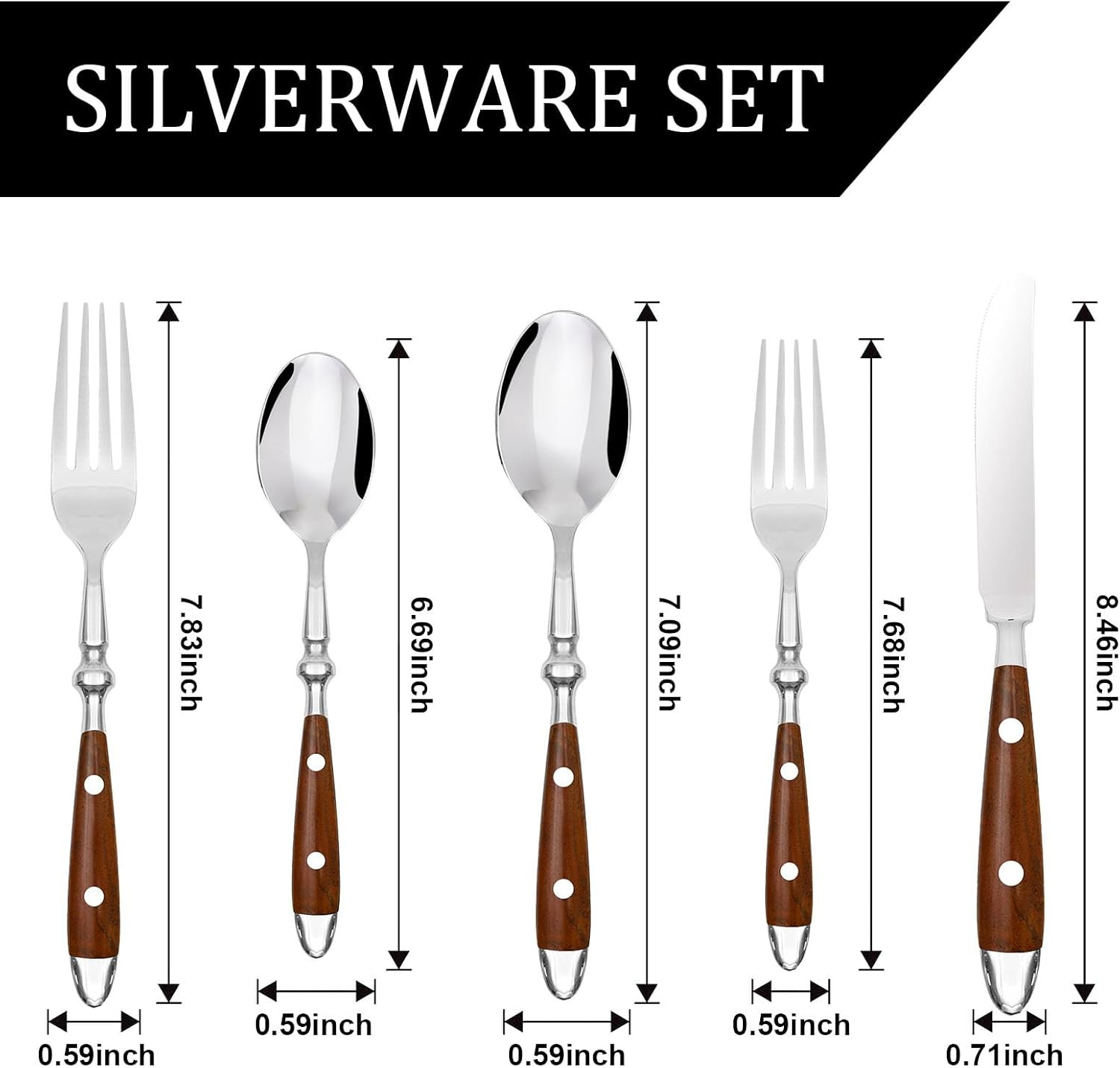 Amazon.com | QUEARI 20-Piece Silverware Set Service for 4 with Two Rivets, Vintage Flatware Set, ... | Amazon (US)