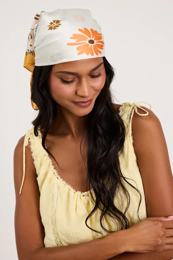 Blossom Yellow Floral Satin Scarf | Lulus