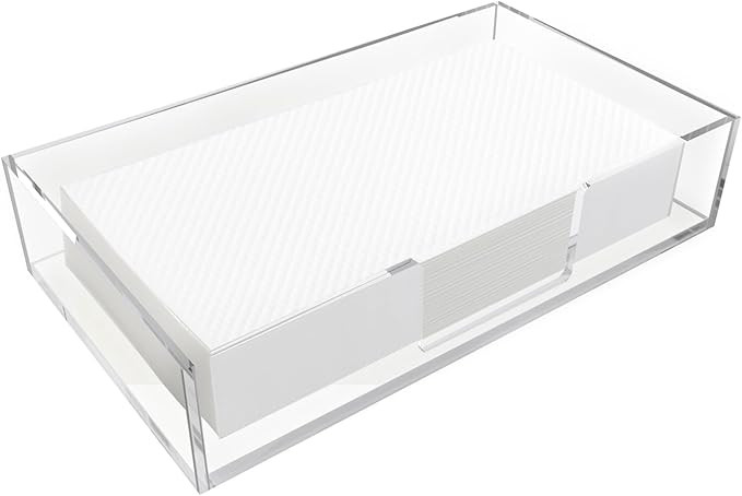 Acrylic Guest Towel Napkin Holder,Clear Bathroom Paper Hand Towels Storage Tray,Disposable Towel ... | Amazon (US)