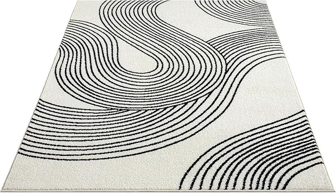 Abani Nuevo Beige Black Swirls Modern Area Rug 8' x 10' for Living Room, Bedroom - Abstract Desig... | Amazon (US)