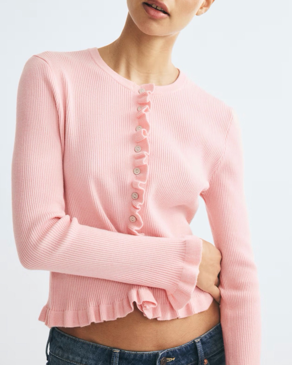 Pink ruffle trim cardigan

#LTKSeasonal
