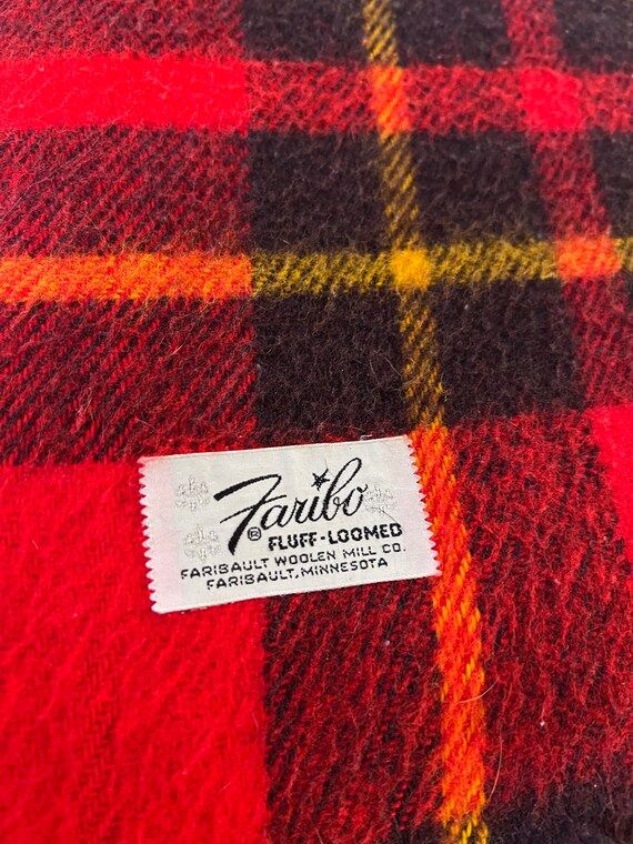 Vintage Faribo Fluff Loomed Red Plaid Wool Blanket Throw | Etsy | Etsy (US)