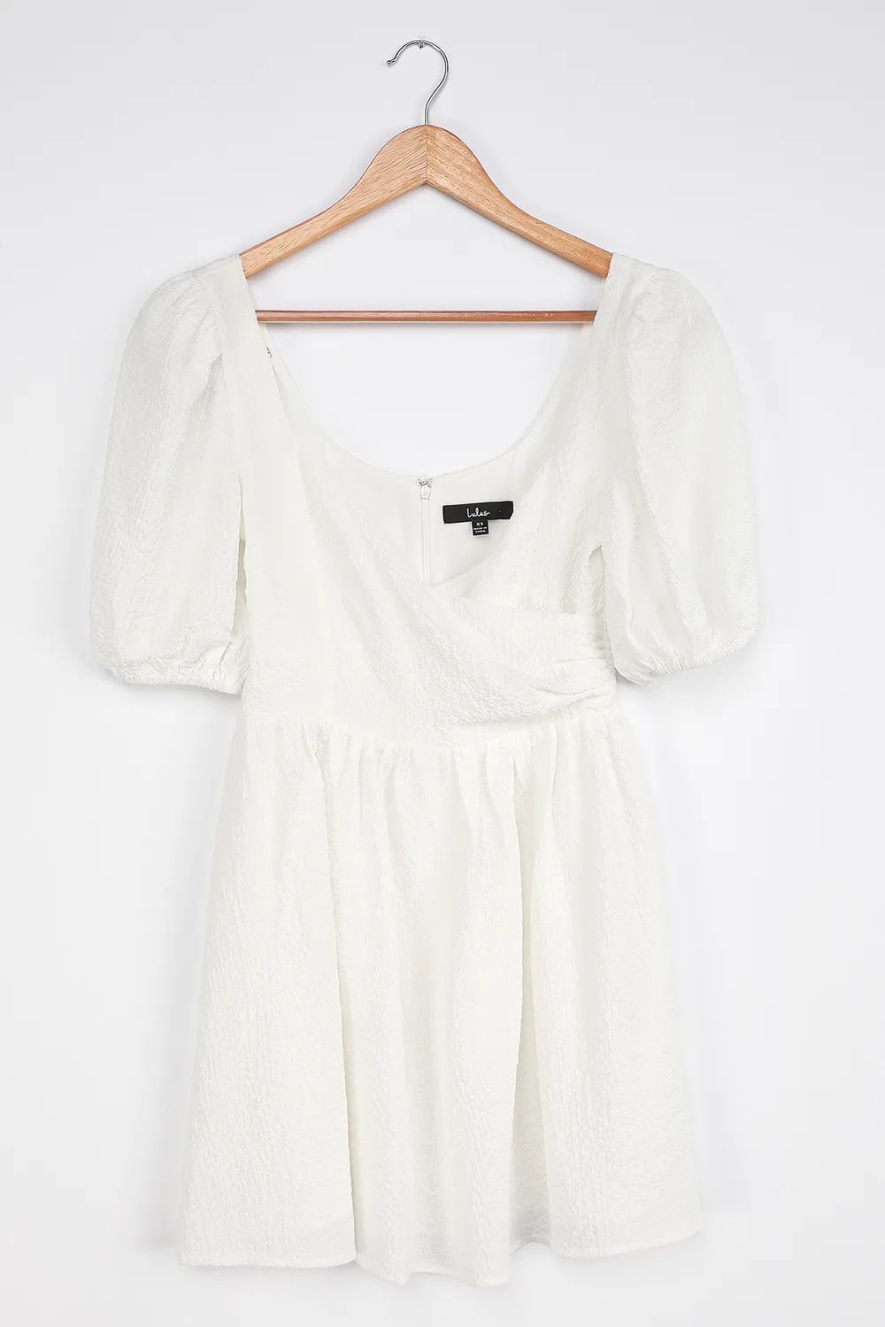 Little Bit In Love White Surplice Puff Sleeve Mini Dress | Lulus (US)
