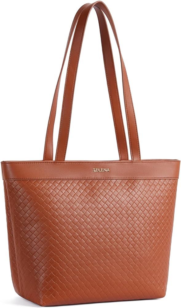 Telena Leather Tote Bag for Women Waterproof Woven Womens Tote Purse and Handbags for Work Travel... | Amazon (US)