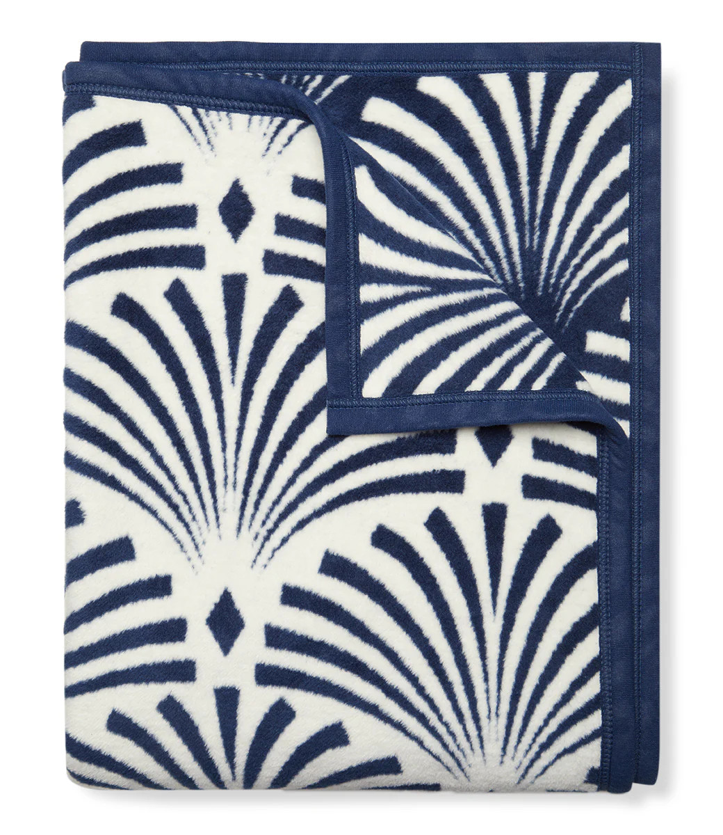 Positano Scallops Navy Blanket | ChappyWrap