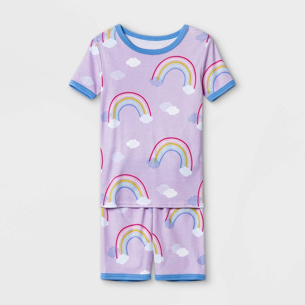 Girls' 2pc Rainbow Print Tight Fit Pajama Set - Cat & Jack Purple 6 | Target