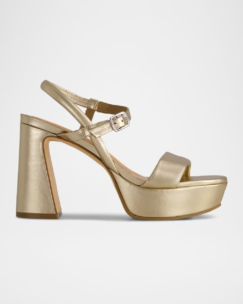 Metallic Ankle-Strap Platform Sandals | Neiman Marcus