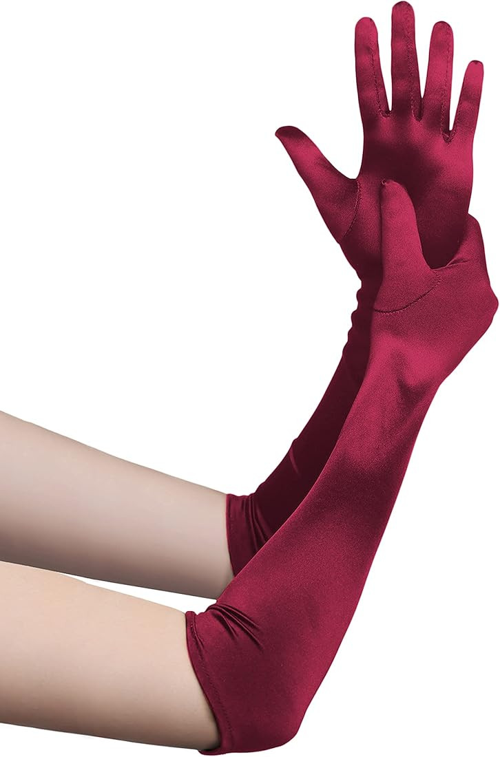BABEYOND Long Opera Party 20s Satin Gloves Stretchy Adult Size Elbow Length | Amazon (US)