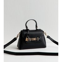 Black Mini Faux Leather Turn Lock Crossbody Bag Vegan New Look | New Look (UK)