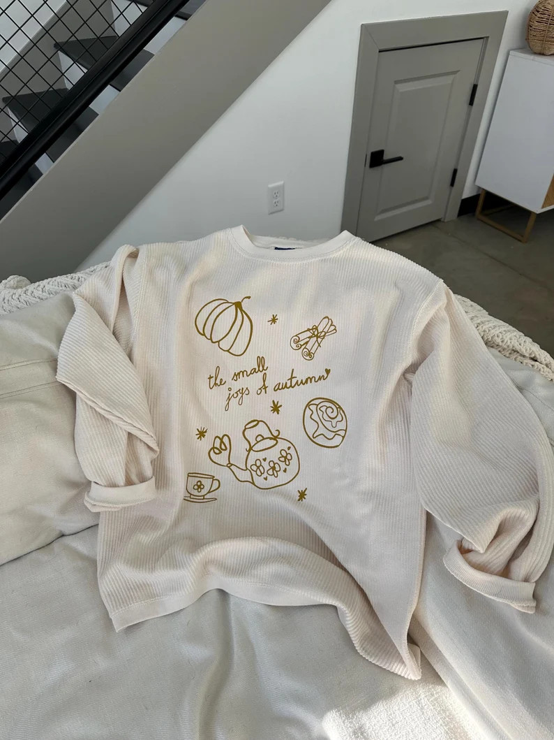 Small Joys of Autumn Sweatshirt: Corded Crewneck - Etsy | Etsy (US)