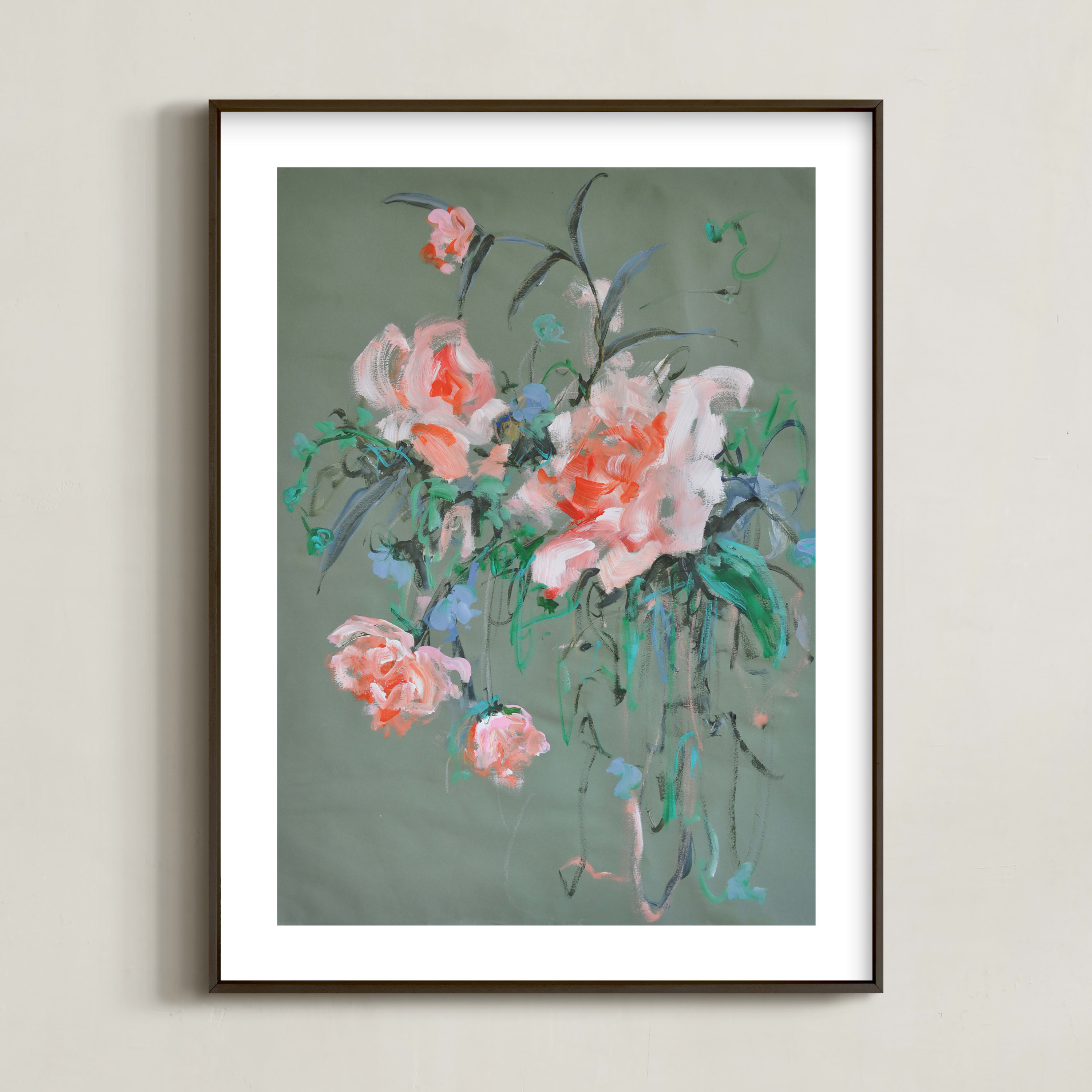 "Arrangement in Rose & Teal" - Painting Limited Edition Art Print by Sonal Nathwani. | Minted