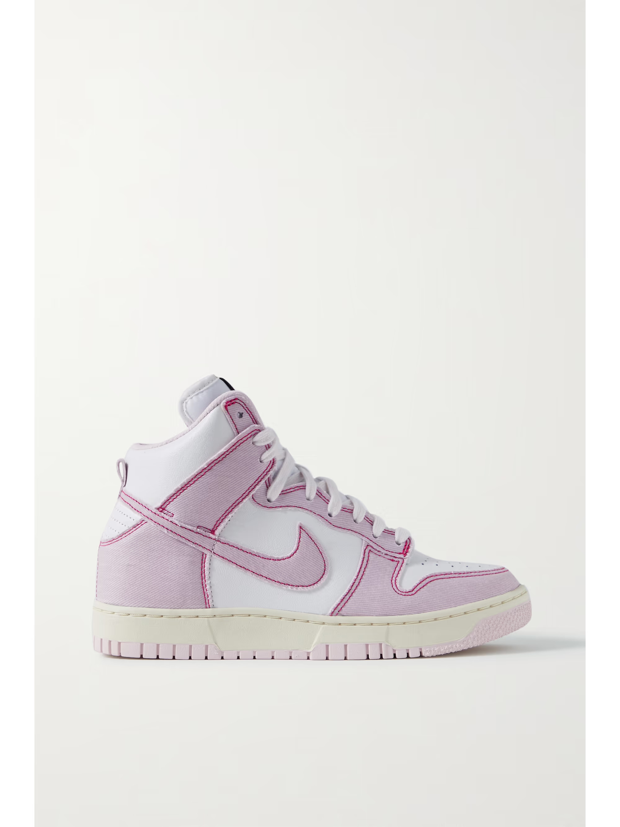White Dunk High leather and twill high-top sneakers | NIKE | NET-A-PORTER | NET-A-PORTER (US)