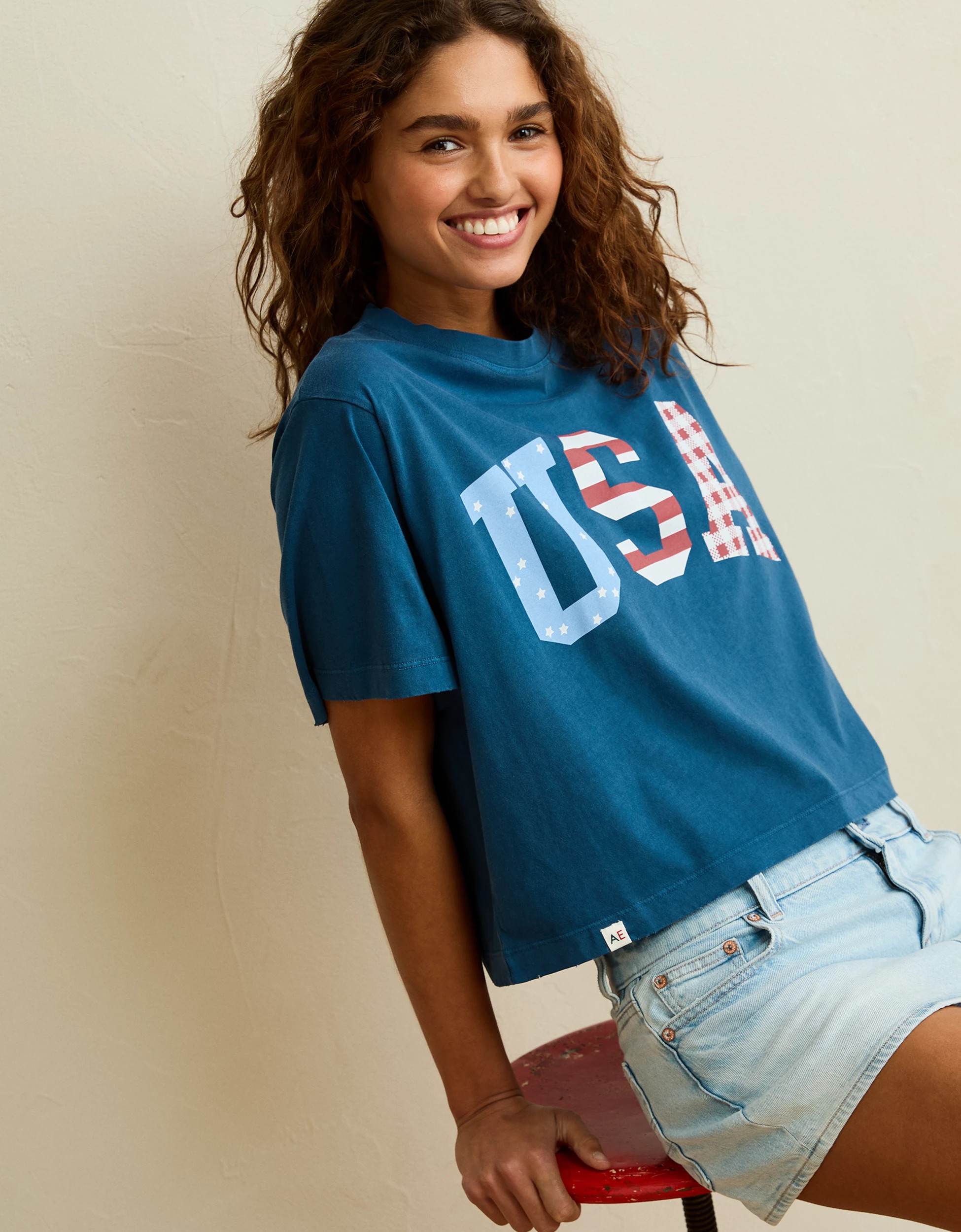 AE Boxy Americana Graphic T-Shirt | American Eagle Outfitters (US & CA)