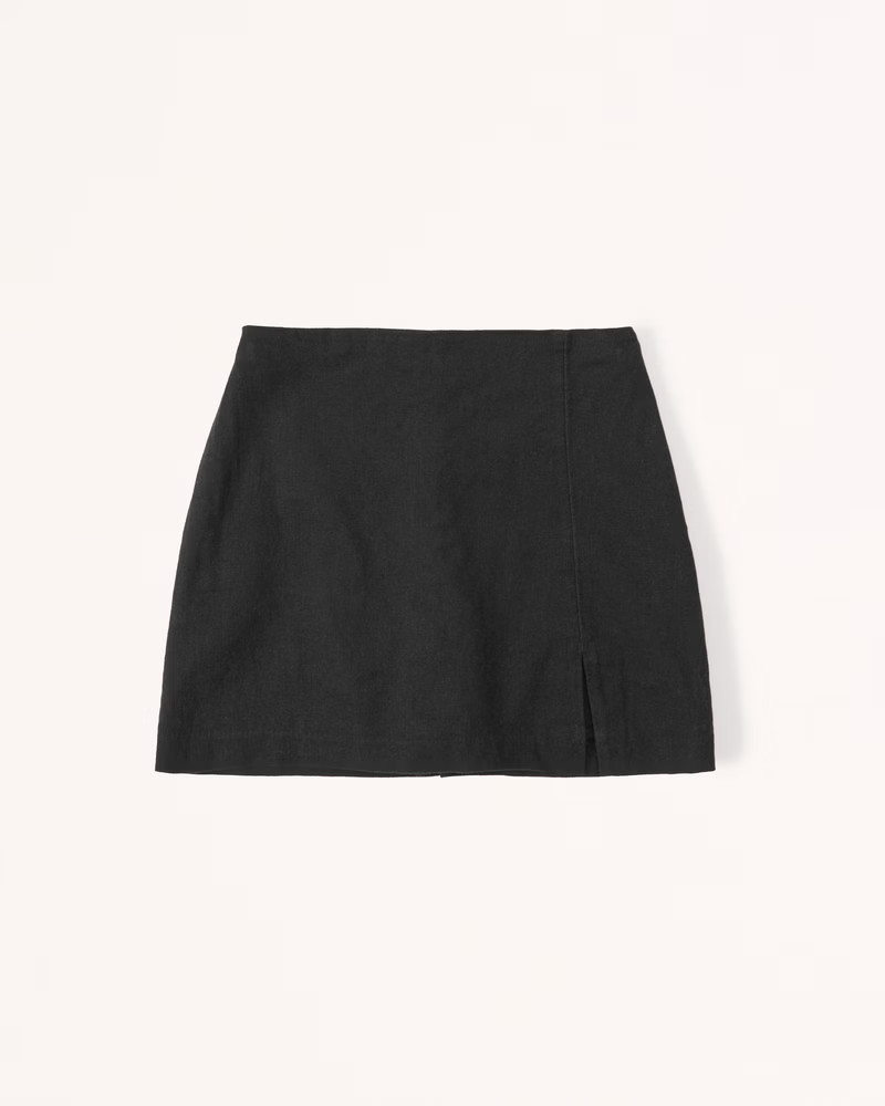 Women's Linen-Blend Slit Mini Skort | Women's Bottoms | Abercrombie.com | Abercrombie & Fitch (US)