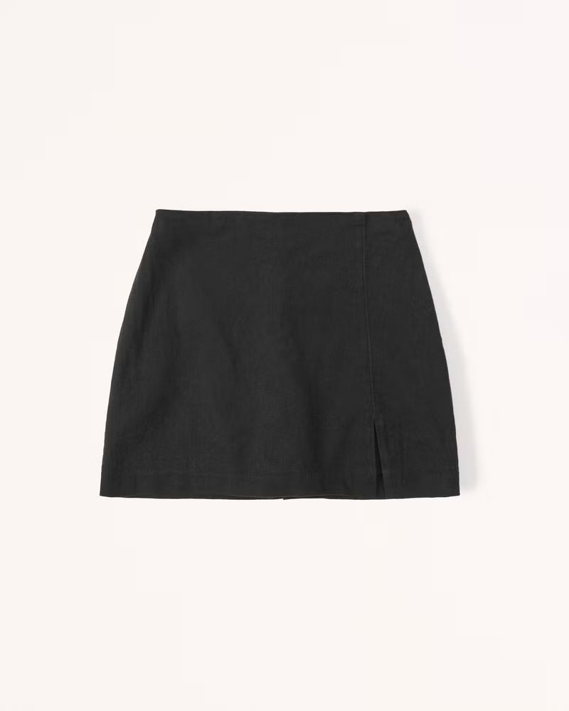 Linen-Blend Slit Mini Skort | Abercrombie & Fitch (US)