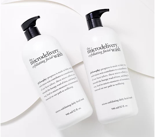 philosophy microdelivery exfoliating facial wash 32oz duo - QVC.com | QVC