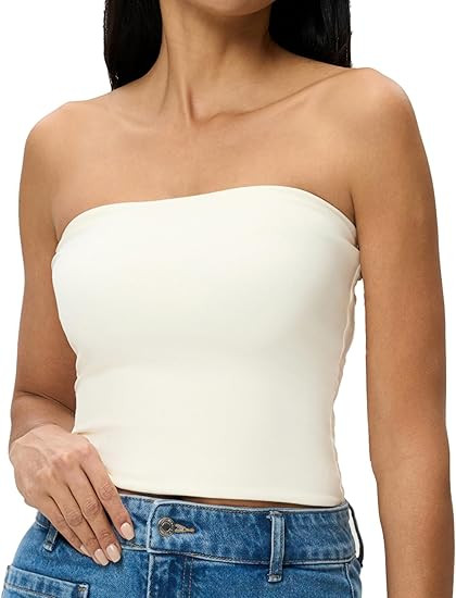 AJISAI Womens Double Lined Tube Tops Crop Going Out Tops Strapless Tank Summer Top 2026 | Amazon (US)