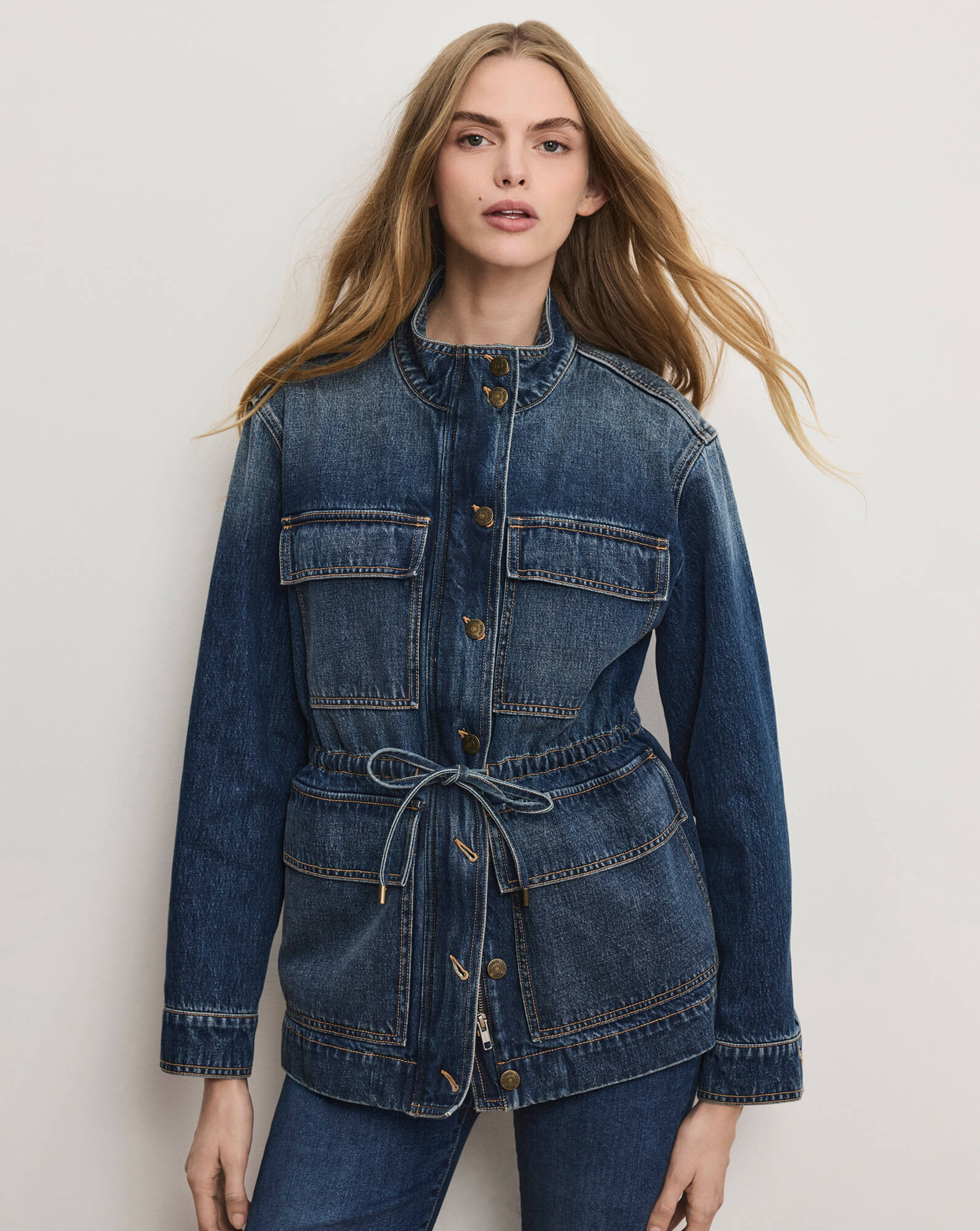 Truman Belted Denim Jacket in Blue City Lights | Veronica Beard | Veronica Beard