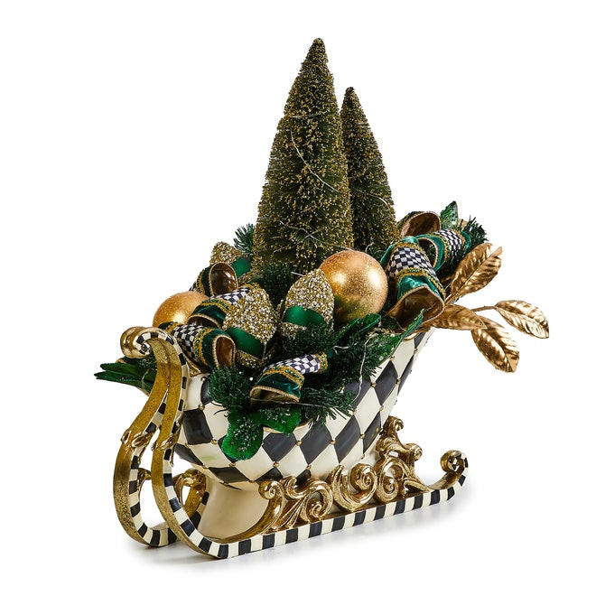 Emerald Luxe Illuminated Sleigh Centerpiece | MacKenzie-Childs