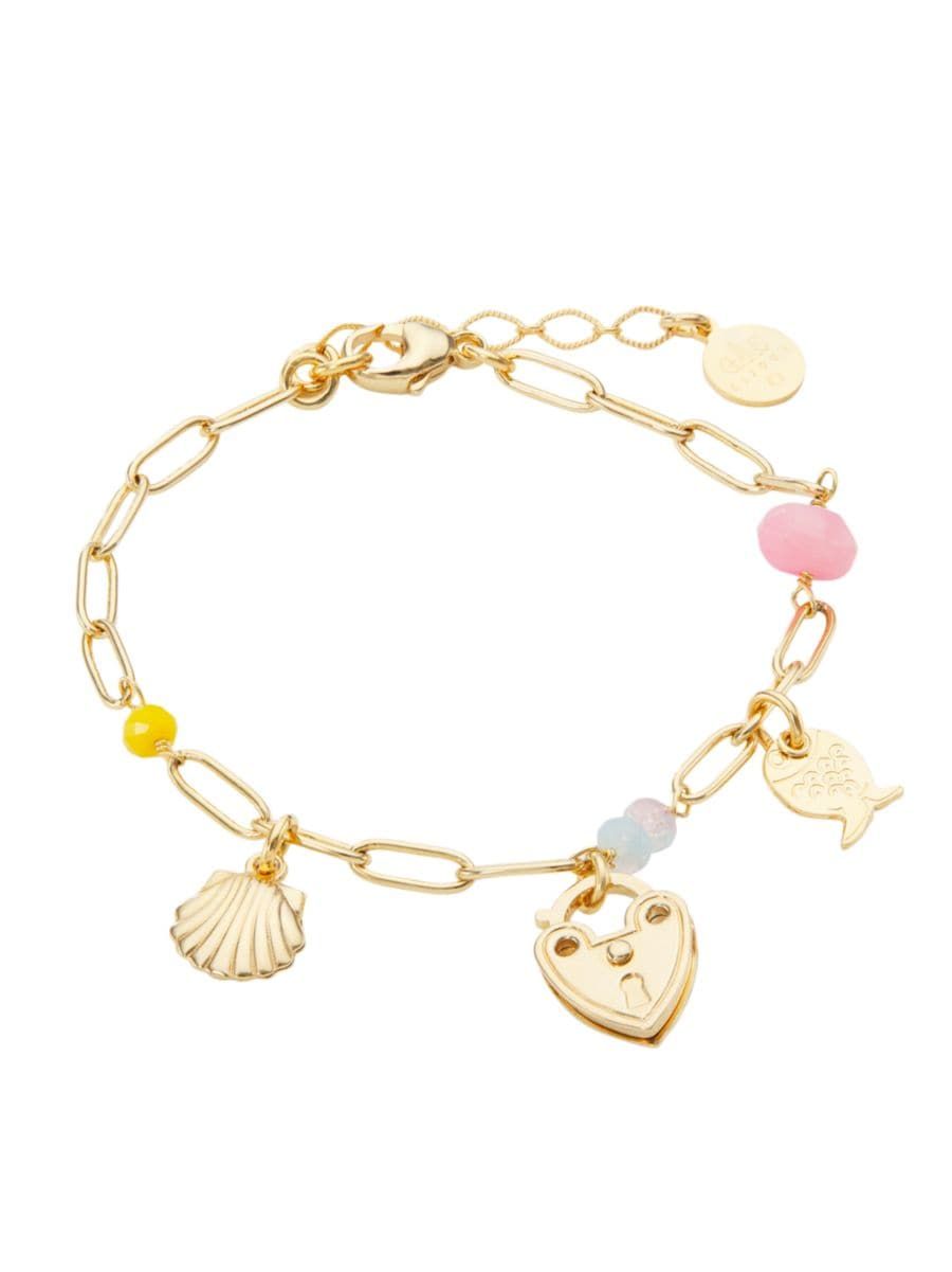 Clarence Mini 24K-Gold-Plated & Glass Beads Charm Bracelet | Saks Fifth Avenue