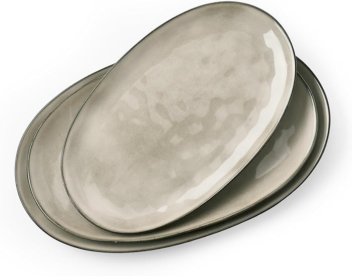 famiware Serving Platter, Oval 15.59/14.3/12.9 inch Serving Dishes for Entertaining, Serving Bowl... | Amazon (US)