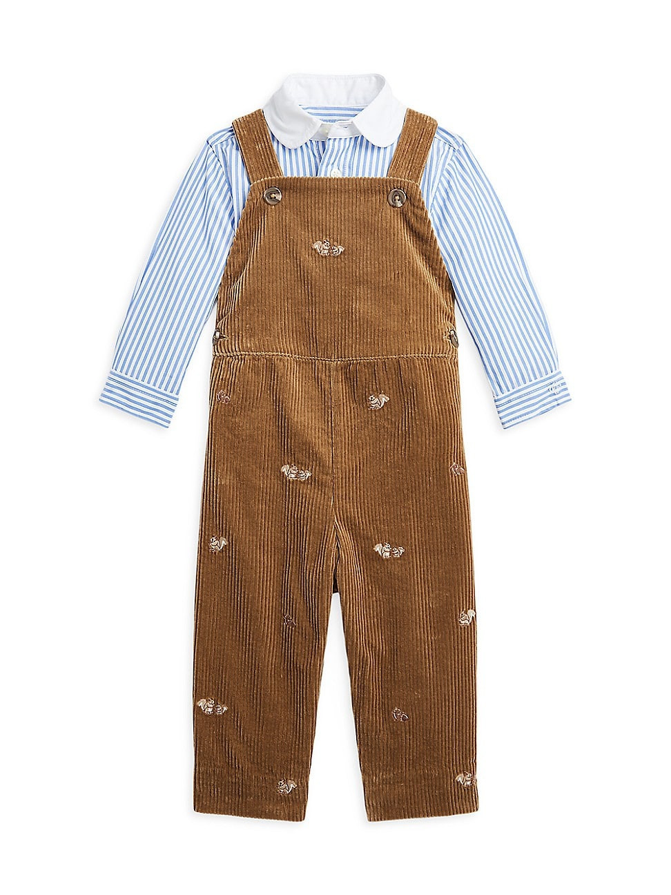 Baby Boy's Striped Shirt & Corduroy Overall Set - Dispatch Tan - Size 9 Months | Saks Fifth Avenue